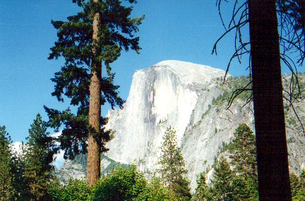 First view of Half Dome in Yosemite Valley
